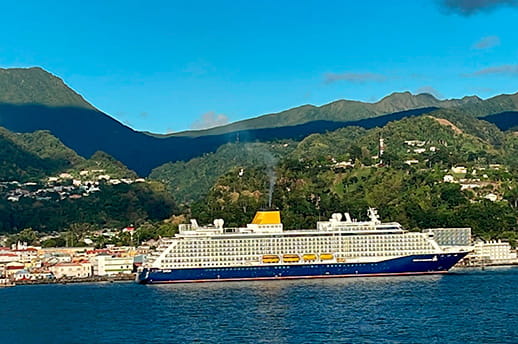 Spirit of Discovery docked in Dominica